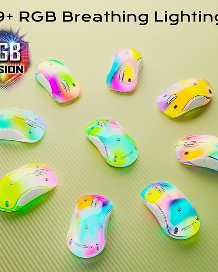 memzuoix 2.4G LED Wireless Mouse, Rechargeable Ergonomic Mouse with Detachable Cover, 1400 DPI Portable Optical Computer Mouse with USB Receiver for Laptop, PC, Desktop and MacBook, 5 Buttons-Yellow