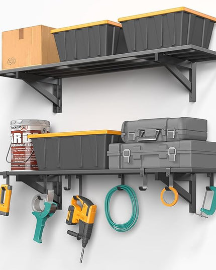 2-Pack 1x4ft Heavy Duty Garage Shelving, 1' x 4' Garage Wall Shelving Wall Mounted (2pack-1x4ft)