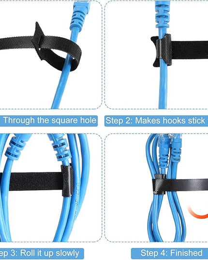 150PCS 8 Inch Reusable Cable Ties Wire Ties Cord Organizer Cable Organizer Adjustable Cable Management Black