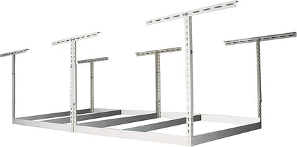 MonsterRax 4x8 Overhead Garage Storage Rack Frame Kit - Hanging Storage Shelves, Ceiling Storage Rack System, Overhead Garage Organizers And Storage, Ceiling Shelving - (White, 18"-33")