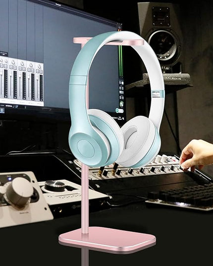 Headphone Stand Aluminum, Headset Holder with Solid Metal Base for Desk, Compatible with Most Headphones (Rose Gold)