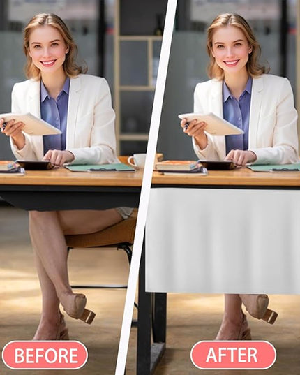 Icegrey 36" Under Desk Privacy Panel with Cable Management Organizer Net Self-Adhesive Modesty Panel for Cord Organizer Pockets and Desk Skirt for Home Office or Standing Workstation, White