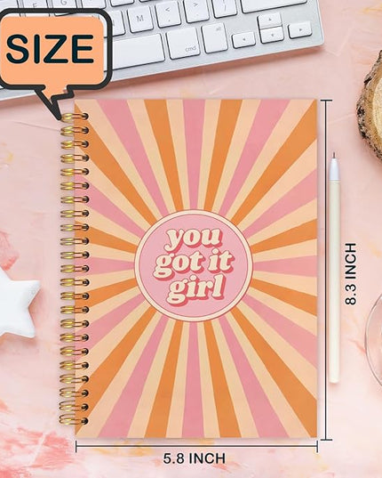 Inspirational Girl Spiral Journal Notebook 5.5x8.3in, Retro Boho Sunshine You Got It Girl Motivational Journal, Inspirational Gifts Notebooks for Women Note Taking, Hardcover Notebook