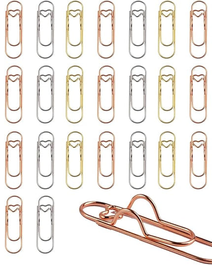 Paperclip Pen Holder, Heart Shaped Metal Pen Clip, 30/60PCS Paper Clips, Metal Pe𝐧 Holder Clips for Notebook, Reusable, Steel Paperclip (Heart-Shaped,30pcs)