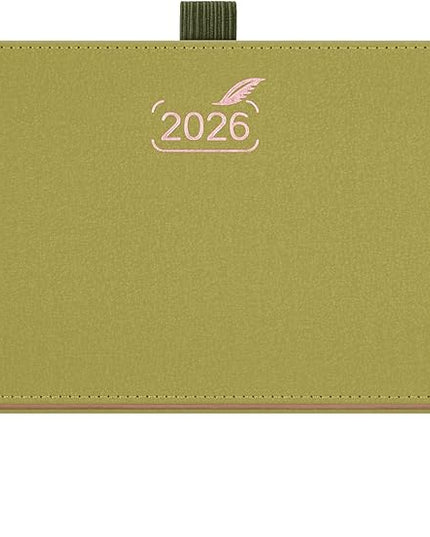BEZEND Pocket Planner 2026 Weekly and Monthly (6" x 3.75") Small Calendar Book with Daily Vertical Timeslot (Jan-Dec), Equal Space Even Weekend, Work Home Women, PU Leather Hardcover - Mustard