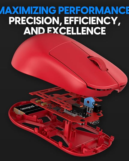 Pulsar Gaming Gears X2H mini Wireless Gaming Mouse, Limited Color Edition, Ultra Lightweight 1.83 oz (52 g), Symmetrical, Optical Switch, 26000 DPI, PAW3395 Sensor (Mini, Wireless, Red)