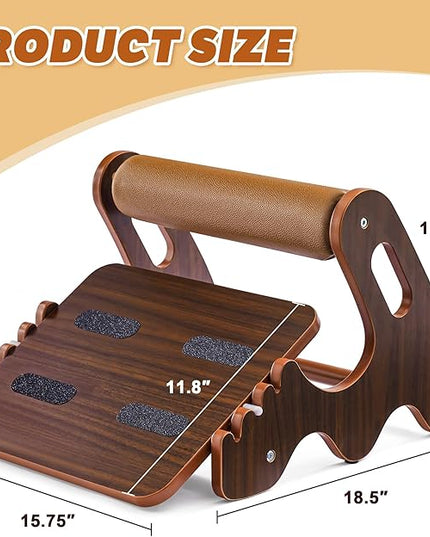 Foot Rest for Under Desk at Work- Adjustable Rocking Foot Stool with 3 Height Positions and Soft Crossbar, Ergonomic Wooden Footrest with Anti-Slip Surface for Home, Office