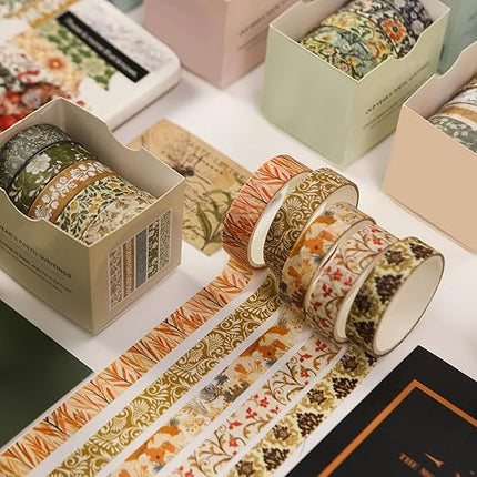 YUBBAEX 60 Rolls Value Washi Tape Pack Retro Arts Masking Tape Basic Patterns Decorative for DIY Crafts, Bullet Journal Supplies, Planners, Scrapbook, Card/Gift Wrapping (Retro Baroque)