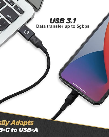 Scosche ACA-2PKSP Strikeline USB Type-C to USB Type-A Adapter 2 Pack - Black