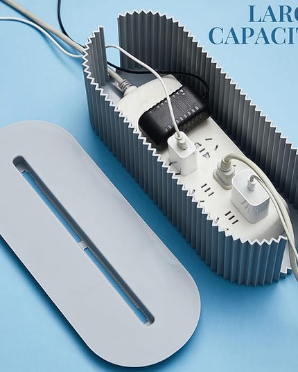 Marsui 2 Pcs Gray Cable Management Organizer Box for Hiding Wires, Home Office Desk Floor Cord Organizer, 11.8 x 5.1 x 4.3 Inch Cord Strip Protect Holder Wire Storage