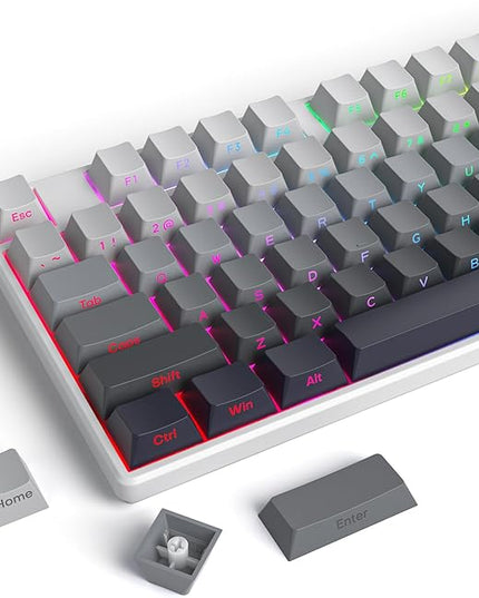 Cherry Profile Side Printed PBT Keycaps, 135 Key Minimalist Double Shot Shine Through Custom Keycap, Gradient Key Cap for Cherry MX Switches Mechanical Keyboard (Grey/Side Print)