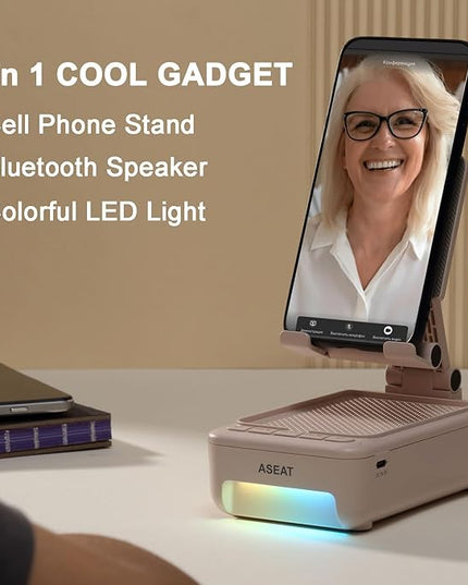 Gifts for Men Him, Cell Phone Stand with Bluetooth Speaker&Led Color Changing Light, Unique Gifts for Women Dad Her Husband, Birthday Gifts for Men