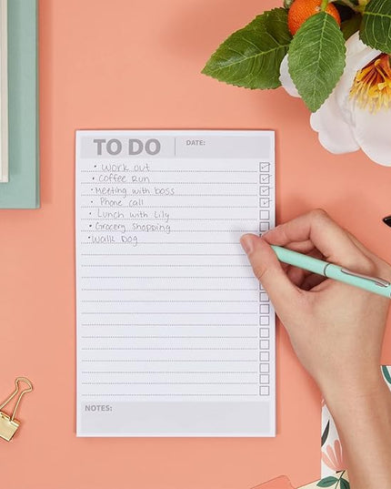 Paper Junkie To Do List Notepad - 8.5 x 5.5 in, White, 6-Pack - Office Desk Pad for Daily Reminder Checklist - Easy-Tear Sheets for Daily Task Planning