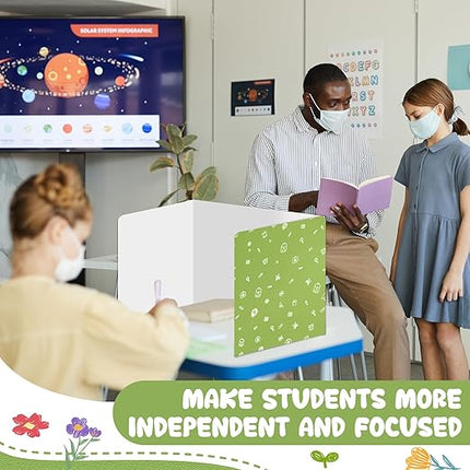Sherr 50 Pcs Privacy Boards Bulk for Student Classroom Desk Divider Trifold Table Desk Privacy Panel Folders Screen Partition for Christmas School Teacher, 15.8x13.4x11.81 Inch(Stationery Style)