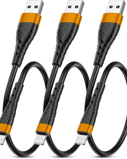 OIITH MFi Certified Short for iPhone Charger Cable 3 Pack 1 Ft, 12 inch for Lightning Charging Cord, Fast 2.4A for iPhone Data Cord Compatible with iPhone12/11/XS/Max/XR/X/8/8P/7P/6/iPad - Orange