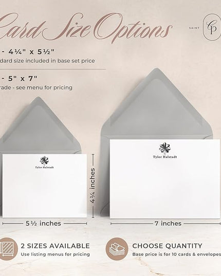 Curio Press Personalized Stationery for Women & Men - A2 Army Flat Thank You Cards with Custom Notecards, Personalized Note Cards with Envelopes and Name, Custom Stationery - Military Officer Flat