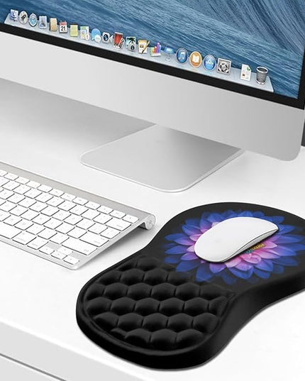 Hokafenle Ergonomic Mouse Pad Wrist Support, Wrist Rest Mousepad for Carpal Tunnel Pain Relief with Integrated Memory Foam Slope Massage Bulge (11.8x7.9 inch,Butterfly Lotus Floral
