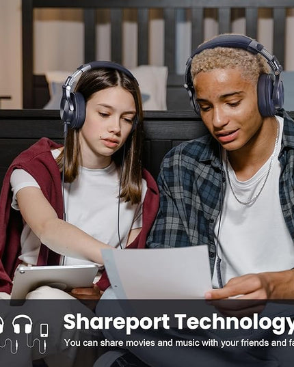 OneOdio A71 Hi-Res Studio Recording Headphones - Wired Over Ear Headphone with SharePort, Monitoring Mixing Foldable Headset with Stereo Sound, 3.5/6.35MM Jack for PC Computer DJ Guitar-Navy Blue