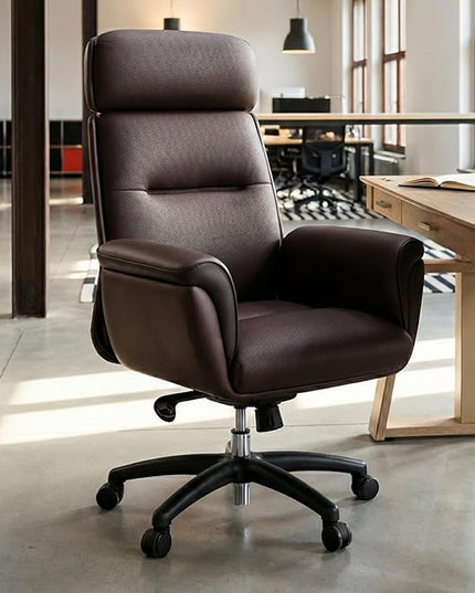 EUREKA ERGONOMIC Royal Ergonomic Office Chair Executive Desk Chair, Microfiber Leather High Back Executive Chair Comfy Ergonomic 360° Swivel with Lumbar for Home Workshop- Brown