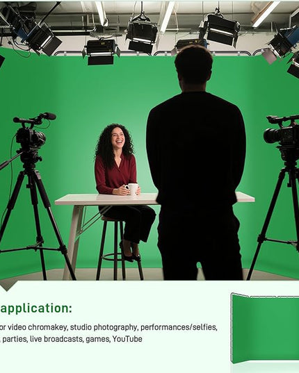 7.87ft x 13.12ft Green Screen Backdrop with Stand,Zyernar Large Green Collapsible Backdrop with Stand foror Photo Studio Video Shooting,YouTube Tutorials and Real-Time Videos, Streaming Games,Stage