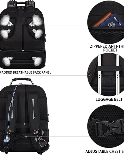 JCDOBEST Laptop Backpack, Blue, 55L Capacity, TSA Approved, Multipurpose, Convenient USB Port, Comfortable Back Design, Durable Polyester Fabric
