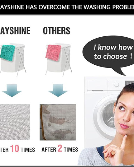 MAYSHINE Plush Shaggy Chenille Bath Mat | Extra Soft, Super Absorbent, Non-Slip Bathroom Rug | Fluffy Microfiber, Area Rug Sets for Bathroom Floor, Kitchen, Living Room | 32"x20" | Plum