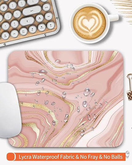 Square Mouse Pad Pink Gold,Personalized Premium-Textured Custom Mouse Mat Design,Washable Mousepad Cloth,Non-Slip Rubber Base Computer Mouse Pads for Wireless Mouse