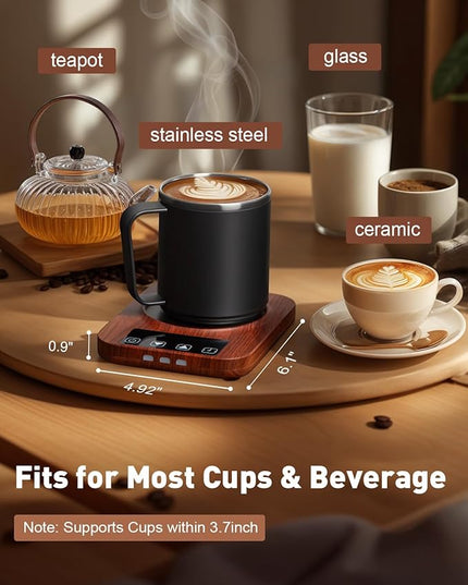 Kaoer Mug Warmer, Cup Warmer for Desk with 15oz Coffee Mug, 36W Electric Coffee Cup Warmer with Auto Shut Off, 9 Temperature Setting Smart Cup Warmer for Heating Coffee, Milk, Beverage, Candle Jar