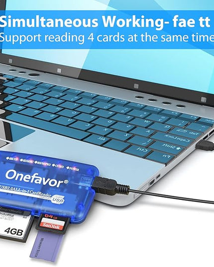 SmartMedia Cards Reader Writer, All-in-1 USB Universal Multi-Card Memory Cards Reader for Windows, Mac, Linux (Card Reader + iPhone Adapter)
