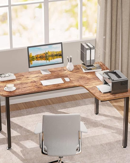 EUREKA ERGONOMIC 60 Inch Black Corner L Shaped Computer Desk, Home Office Gaming Study Work Writing Table Long Large Sturdy Workstation Simple Modern with Metal Legs, Right Side