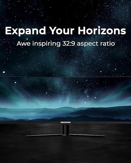 Deco Gear Curved 49” Super Ultrawide Gaming Monitor, 32:9 WDFHD 3840×1080, 144Hz, 4ms, 3000:1 VA, HDR400, Adaptive Sync, USB-C 65W, HDMI/DP, PBP/PIP, KVM, 1800R, American Seller