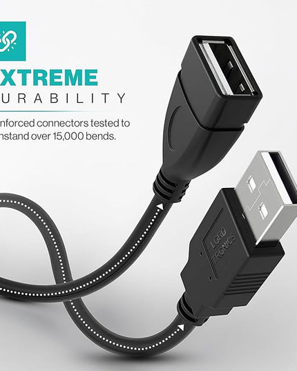 5FT USB Extender Cable Male to Female USB A Male to USB A Female 2.0 Data Transfer and Charging Adapter for TV, PC, Laptop, PlayStation, Xbox, Flash Drive for Multiple Devices