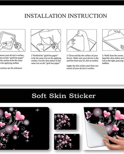 Laptop Skin Sticker Decal,12" 13" 13.3" 14" 15" 15.4" 15.6 inch Laptop Vinyl Skin Sticker Cover Art Protector Notebook PC (2 Wrist Pad Skins Included), Decorative Waterproof Removable, Pink Hearts