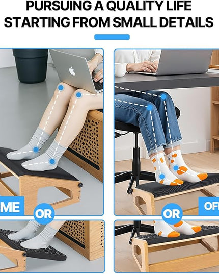 Ergonomic Foot Rest, 4 Adjustable Height Foot Stool,Footrest Under Desk， Flip Over Office Desk Foot Rest, Improving Posture, Promoting Blood Circulation（Natural）