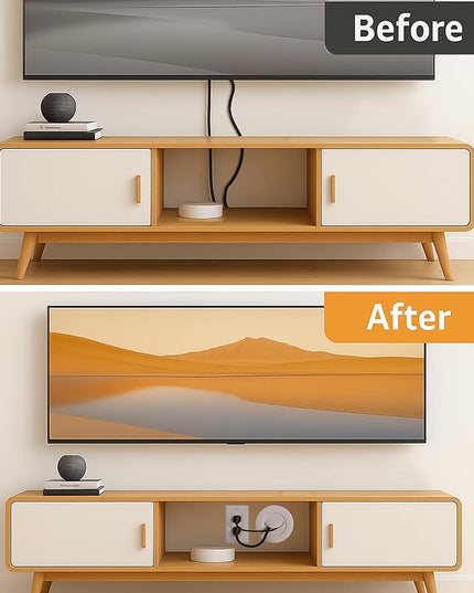 ZhiYo in-Wall Cable Management Kit for TV, White TV Cord Hider Kit, Behind Wall Cable Management for Mounted TVs, Cord Concealer Kits with 2 Wire Pass Throughs and 1 Hole Saw Drill Attachmen