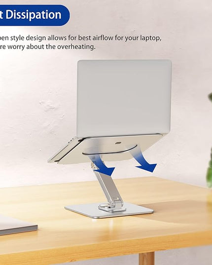 BESIGN LSX7 Laptop Stand with 360 Rotating Base, Ergonomic Adjustable Notebook Riser Holder Compatible with Air, Pro, Dell, HP, Lenovo More 10-15.6" Laptops (Silver)