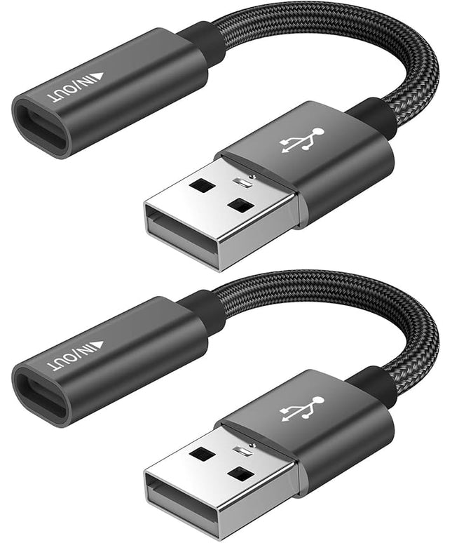 USB C Female to USB Male Adapter (2-Pack),Type C to USB A Charger Cable Adapter, Compatible with iPhone 16 15 15 Pro Max,iPad 2018,Samsung Galaxy Note 10 S22 S21 S20+ Plus Ultra,Google Pixel 4 3
