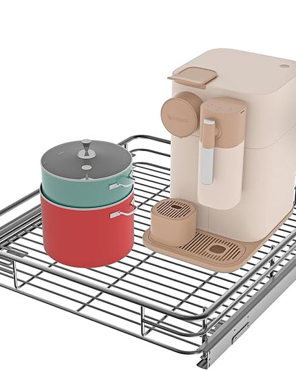 JOWBOOW Pull Out Cabinet Organizer (20" W x 21" D), Put Out Shelves for Kitchen Cabinets, Roll Out Drawers Heavy-Duty Metal Sliding Shelf, Bottom Mount