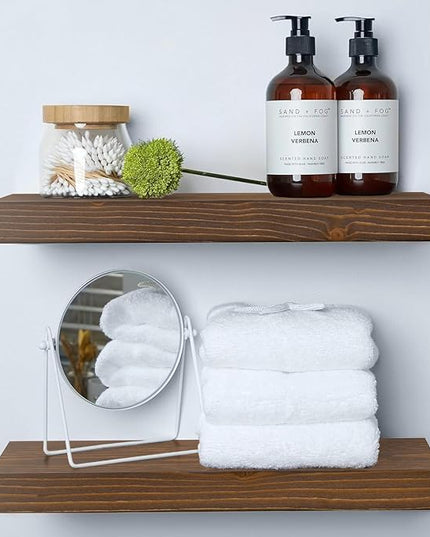Homeforia Classic Walnut 18 inch Floating Shelf, High End Solid Real Wood Small 18inch Floating Shelves for Wall Mounted, 18in Floating Shelves, Heavy Duty Bracket, 18 X 6.5 X 1.75 inches, Set of 4