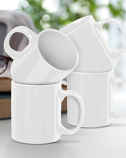 DISCOUNT PROMOS Ceramic Coffee Mugs 11 oz. Set of 10, Bulk Pack - Coffee cup set, Iced coffee cup, Gaming mug - White