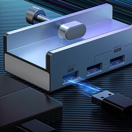 10Gbps USB Dock with Fastener USB C Adapter 4 Port Aluminum Housing USB 3.1 Docking Station for Desk