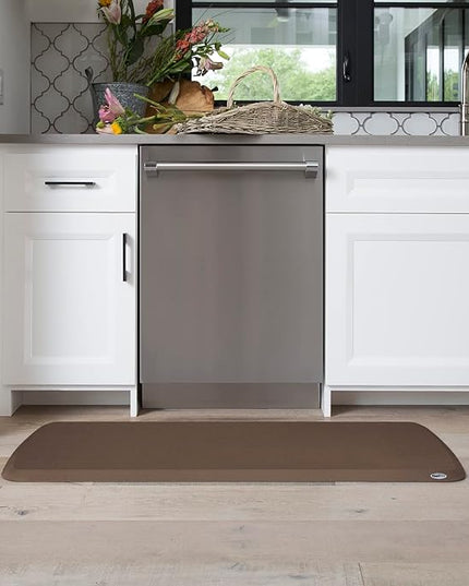 GelPro Elite Premier Gel & Foam Cushioned Anti-Fatigue Kitchen Floor Comfort Mat, Padded Stain-Resistant, Waterproof, Non-Slip Comfort Padded Desk/Office Mat, 20" x 48", Linen Truffle
