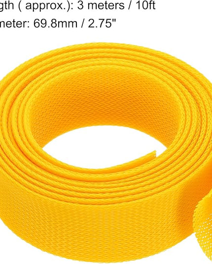 uxcell Expandable Sleeving,2 3/4-inch 10ft Cable Sleeve, Yellow