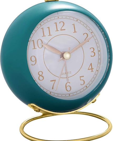 SHISEDECO Small Tableclocks Classic Non-Ticking Tabletop Alarm Clock with Backlight, Battery Operated Astronaut Deskclock with HD Glass for Living Room Bedroom Bedside Indoor Decor (Lake Blue)
