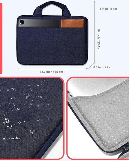 Hseok Laptop Case 13.3-14 inch Briefcase Handbag, Water-Resistant and Shockproof Computer Sleeve Compatible with MacBook Pro 14", Mac Air/Pro 13.3" and 13"-14" Notebooks Chromebooks,Blue