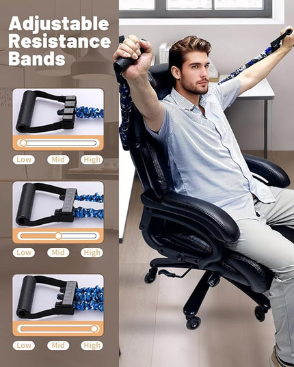 800lbs Executive Office Chair with resistance band, Big and Tall Desk Chair with Lumbar Support, Computer Office Chairs for Heavy People,Desk Chairs with Pocket Spring Cushion,Dual Rubber Wheel