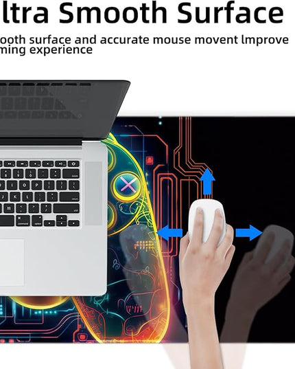 Galdas Gaming Mouse Pad XXL XL Large Long Extended Big Mousepad Non-Slip Rubber Keyboard Mouse Pad with Stitched Edges for Laptop Home Office (31.5x11.8x0.08 Inch) … (Handle)