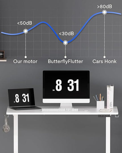 FLEXISPOT EN1 One-Piece Standing Desk 40 x 24 Inches Height Adjustable Desk for Home Office and Computer Workstation (White Frame + White Desktop)