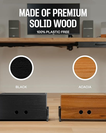 Extra Large Cable Management Box, Wood Cord Hider Box & Organizer for Power Strip, TV Wires & Desk Cable Storage