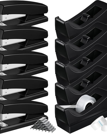 10 Pcs Tape Dispenser Staplers for Desk with Staples and White Tapes 25 Sheet Capacity School Office Stapler